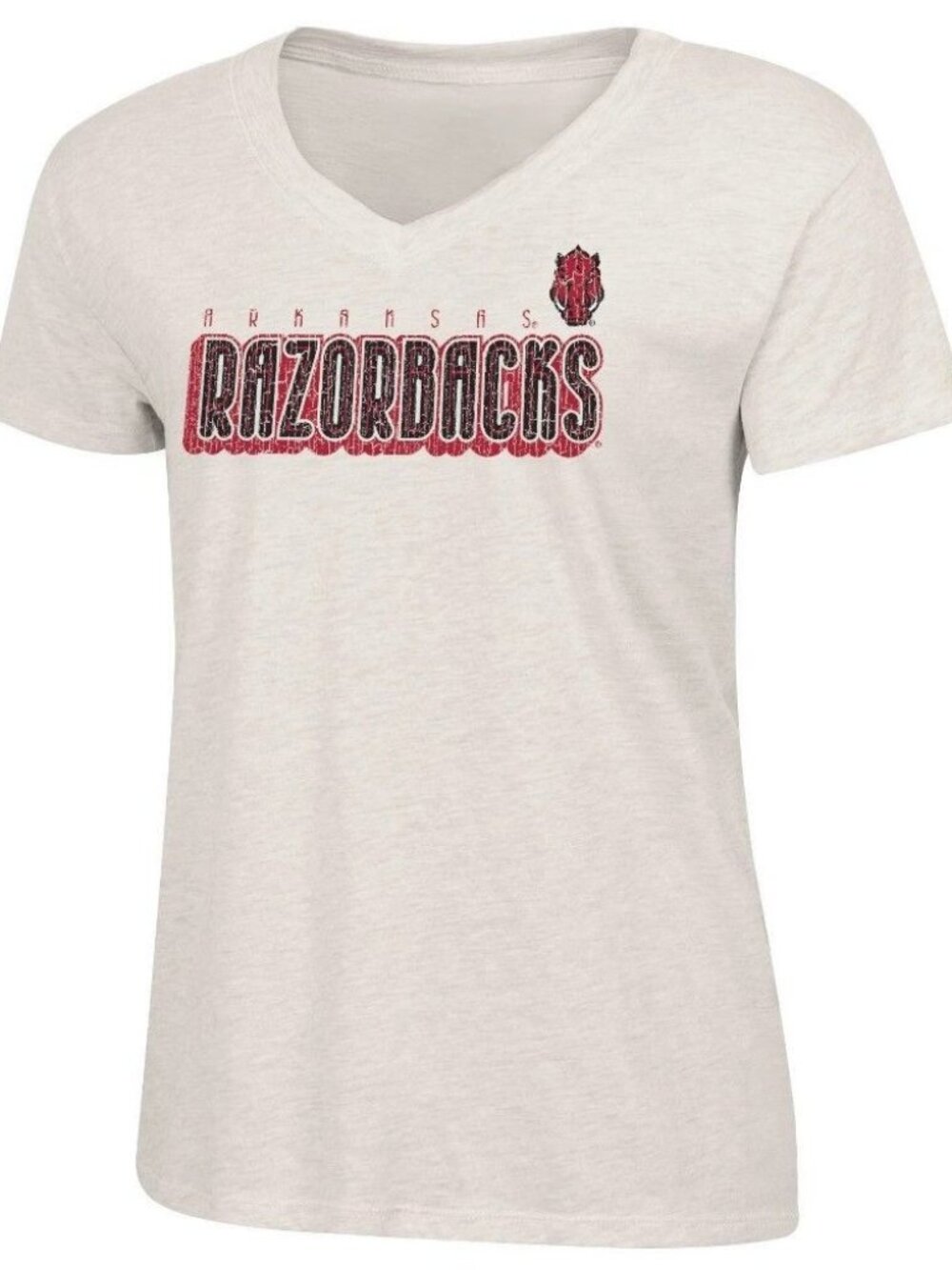 NWT NCAA Arkansas Razorbacks Women's Small Oatmeal V Neck T-Shirt